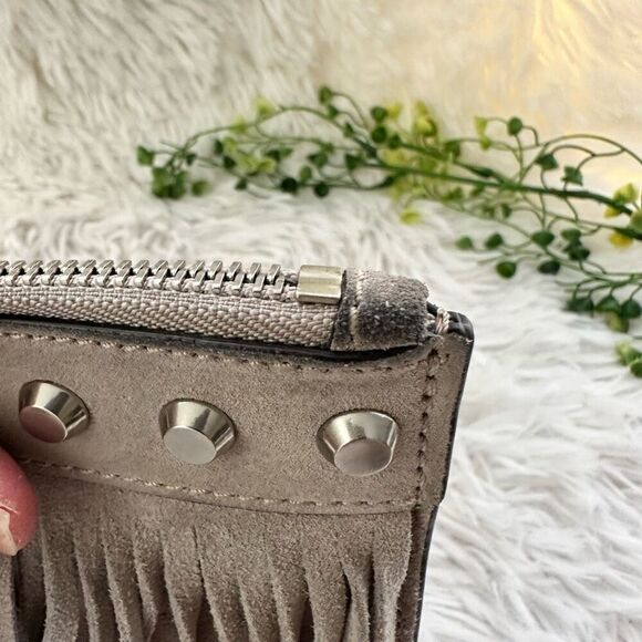 Michael Kors Billy Gray Fringed & Studded Suede‎ Zip Clutch Bag - Picture 9 of 10